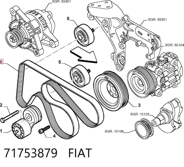 Ремень генератора 71753879 Fiat/Alfa/Lancia