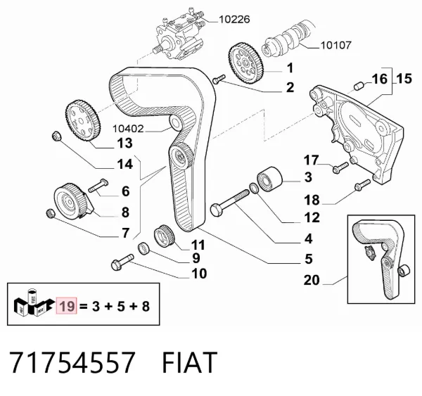 Комплект ГРМ 71754557 Fiat/Alfa/Lancia