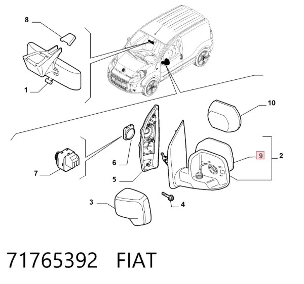 Стекло левого зеркала заднего вида 71765392 Fiat/Alfa/Lancia