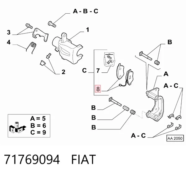 Задние тормозные колодки 71769094 Fiat/Alfa/Lancia