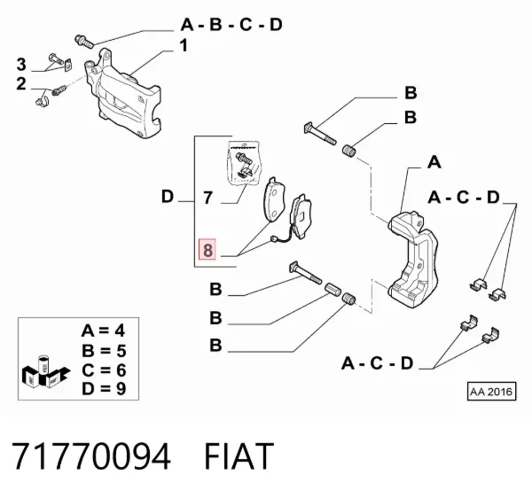 Передние тормозные колодки 71770094 Fiat/Alfa/Lancia