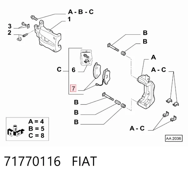 Передние тормозные колодки 71770116 Fiat/Alfa/Lancia