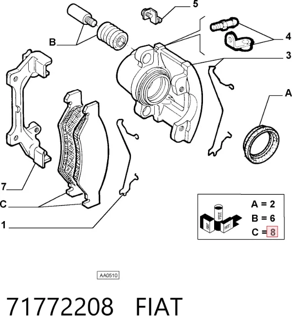Передние тормозные колодки 71772208 Fiat/Alfa/Lancia