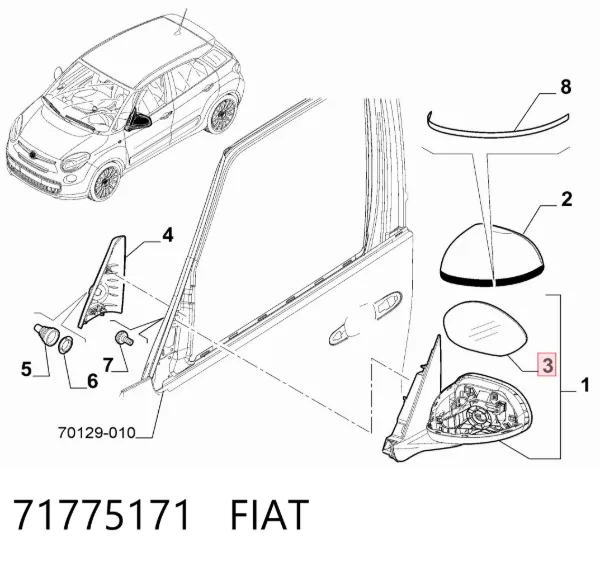 Стекло левого зеркала заднего вида 71775171 Fiat/Alfa/Lancia