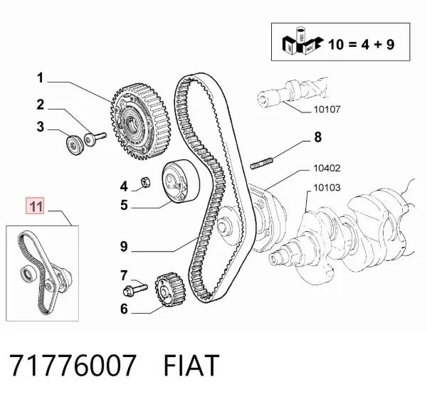 Комплект ГРМ 71776007 Fiat/Alfa/Lancia