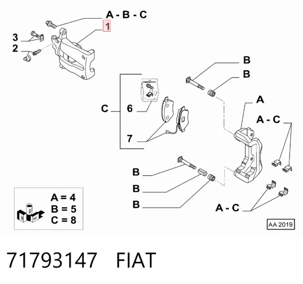 Суппорт тормозной передний правый 71793147 Fiat/Alfa/Lancia