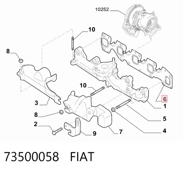 Прокладка коллектора 73500058 Fiat/Alfa/Lancia