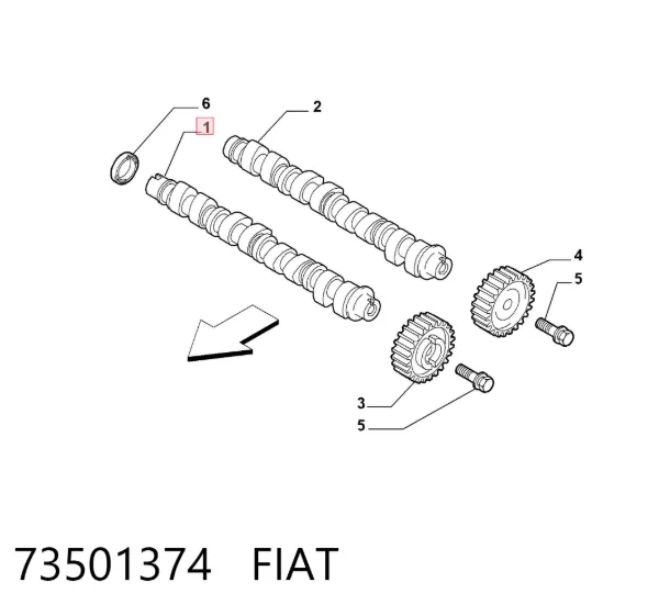 Выпускной распредвал двигателя 73501374 Fiat/Alfa/Lancia