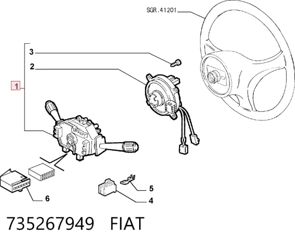 Левый подрулевой переключатель 735267949 Fiat/Alfa/Lancia