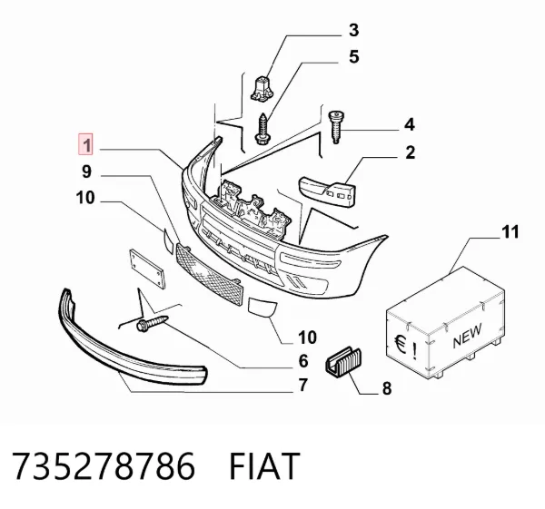 Передний бампер 735278786 Fiat/Alfa/Lancia