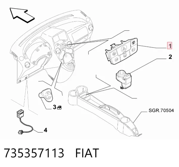 Кнопка аварийки Fiat Panda II