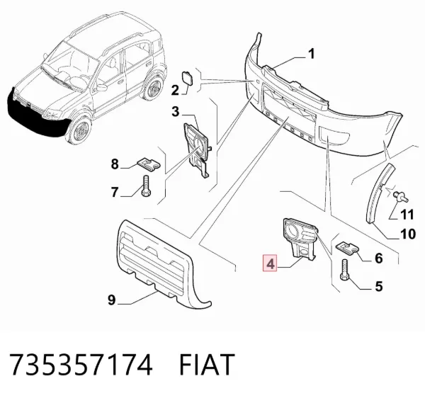 Заглушка (решетка) противотуманных фар бампера переднего левая 735357174 Fiat/Alfa/Lancia