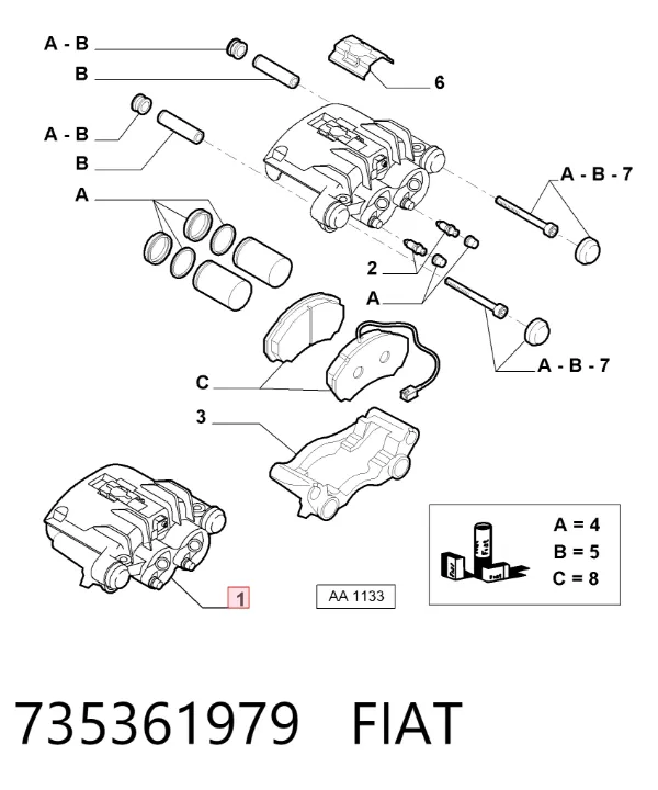 Суппорт тормозной передний правый 735361979 Fiat/Alfa/Lancia