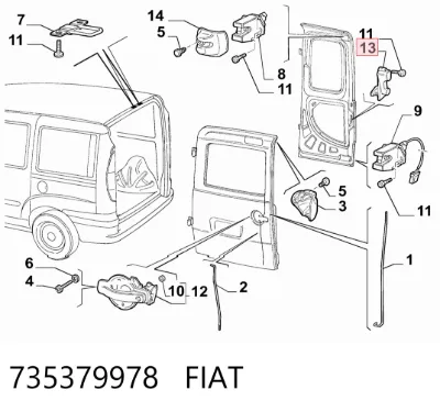 Ручка двери задней (распашной) правая внутренняя FIAT 735379978