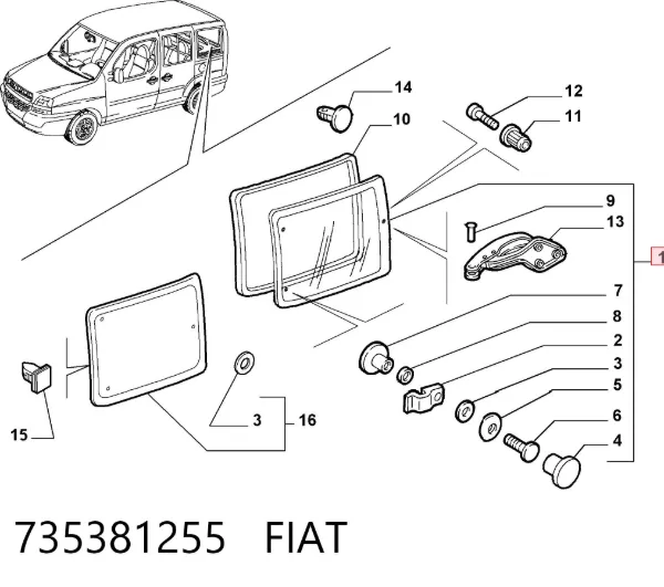 Стекло кузова (багажного отсека) левое 735381255 Fiat/Alfa/Lancia