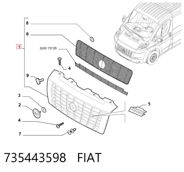 Решетка радиатора 735443598 Fiat/Alfa/Lancia