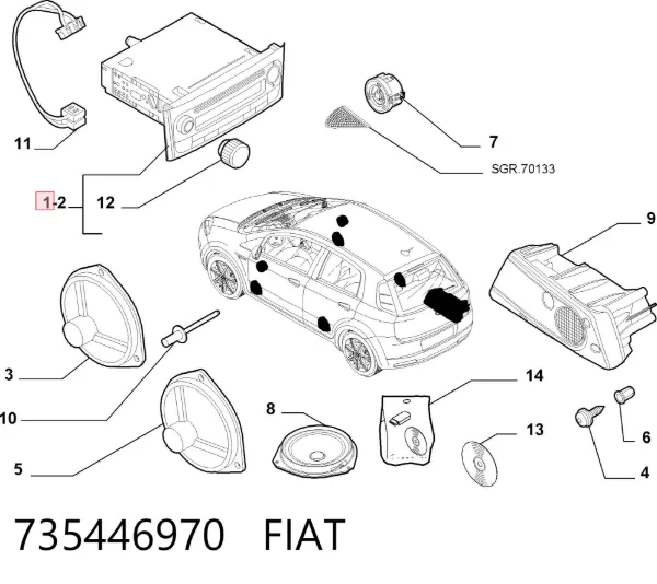 Магнитола 735446970 Fiat/Alfa/Lancia
