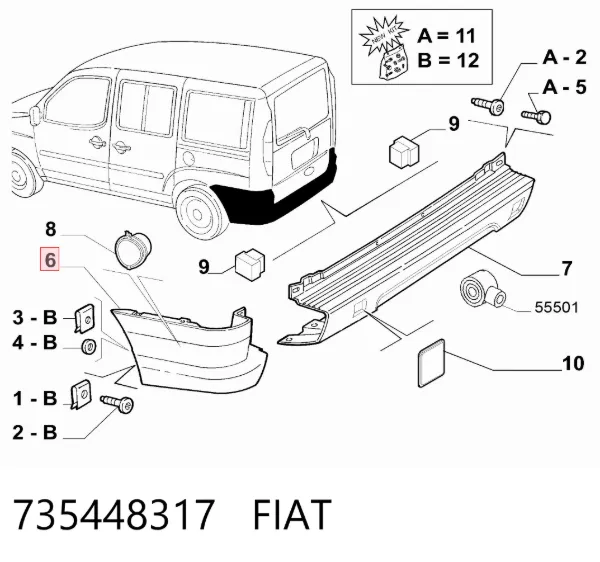 Бампер задний, левая часть 735448317 Fiat/Alfa/Lancia