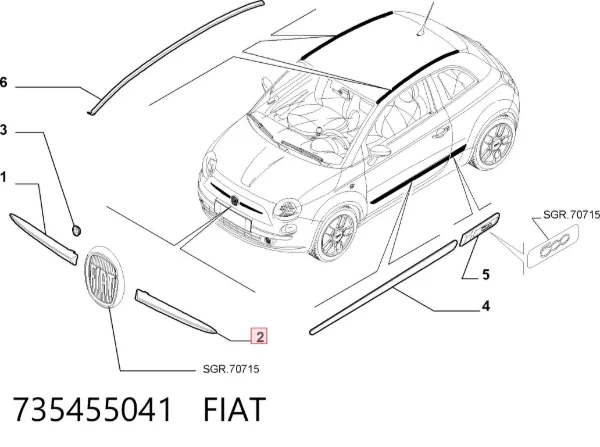 Молдинг решетки радиатора левый 735455041 Fiat/Alfa/Lancia