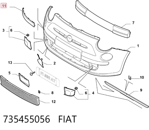 Молдинг бампера переднего правый 735455056 Fiat/Alfa/Lancia