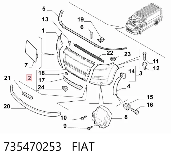 Центральная часть переднего бампера 735470253 Fiat/Alfa/Lancia