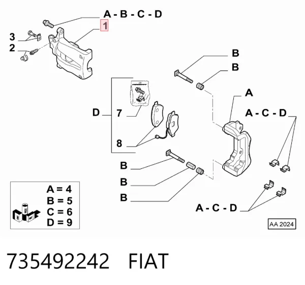 Суппорт тормозной передний правый 735492242 Fiat/Alfa/Lancia