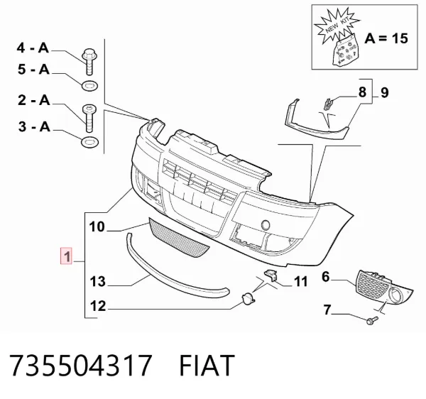 Передний бампер 735504317 Fiat/Alfa/Lancia