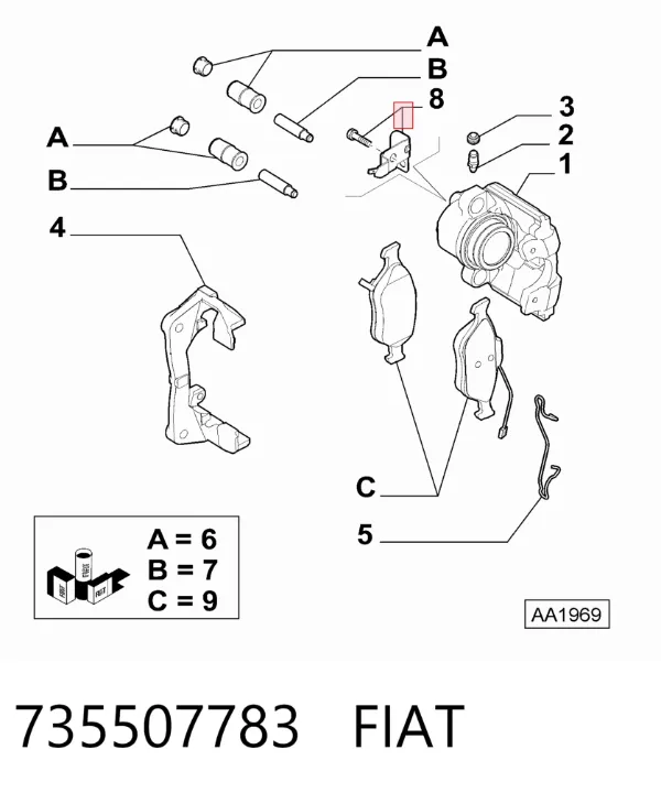 Суппорт тормозной передний левый 735507783 Fiat/Alfa/Lancia