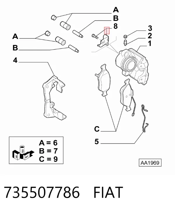 Суппорт тормозной передний правый 735507786 Fiat/Alfa/Lancia