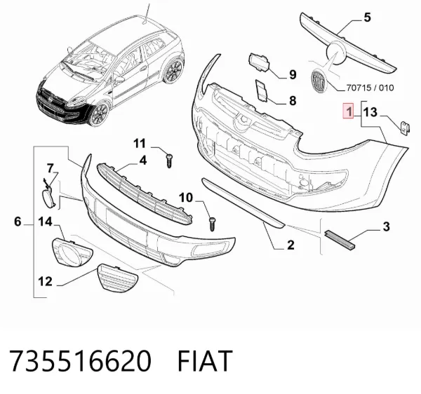 Передний бампер 735516620 Fiat/Alfa/Lancia