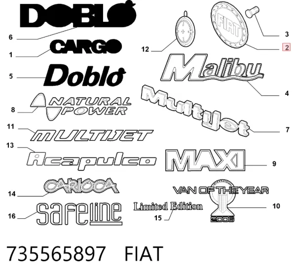 Эмблема крышки багажника 735565897 Fiat/Alfa/Lancia