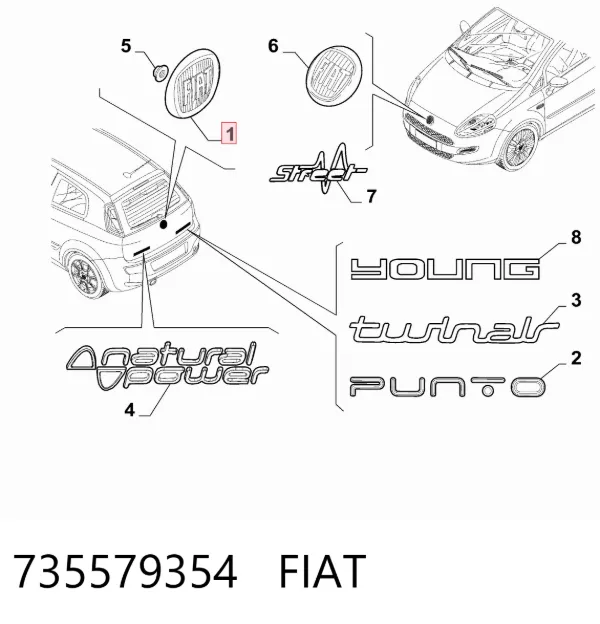 Эмблема крышки багажника Fiat Bravo II