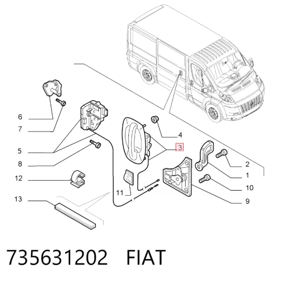 Ручка боковой двери наружная 735631202 Fiat/Alfa/Lancia