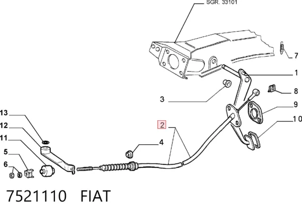 Трос сцепления 7521110 Fiat/Alfa/Lancia