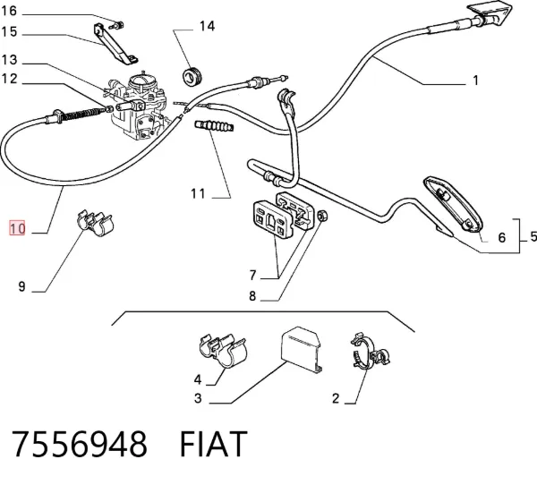 Трос газа 7556948 Fiat/Alfa/Lancia