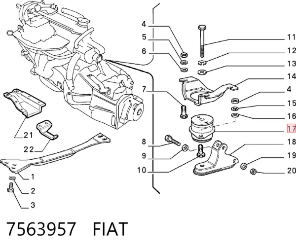 Подушка коробки передач 7563957 Fiat/Alfa/Lancia