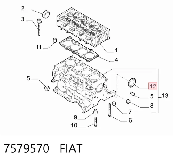 Заглушка ГБЦ 7579570 Fiat/Alfa/Lancia