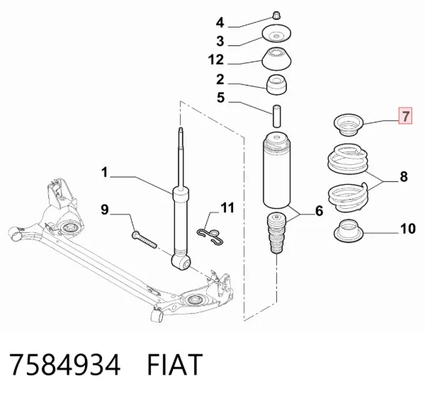 Проставка задней нижней пружины 7584934 Fiat/Alfa/Lancia