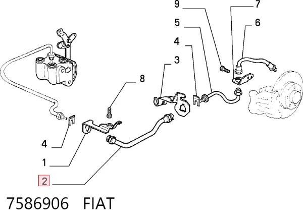 Задний тормозной шланг 7586906 Fiat/Alfa/Lancia