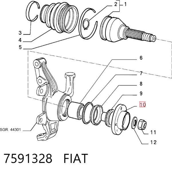Передняя ступица 7591328 Fiat/Alfa/Lancia