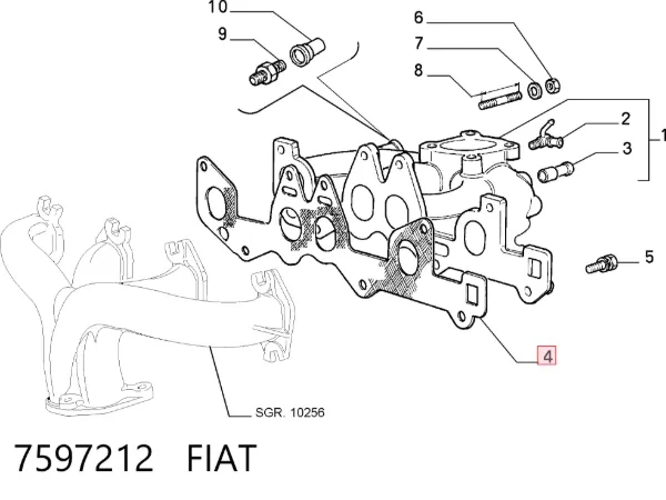 Прокладка впускного коллектора 7597212 Fiat/Alfa/Lancia