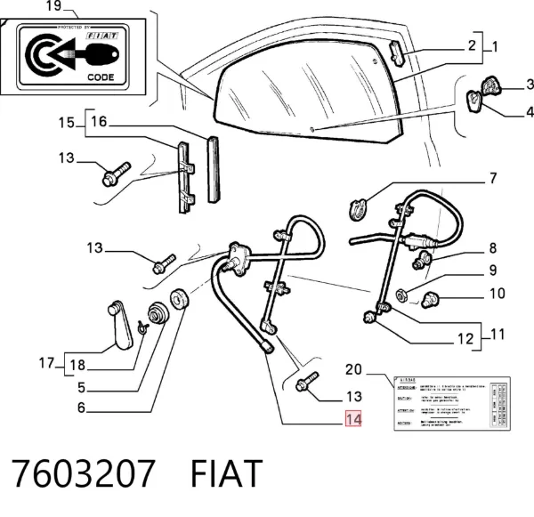 Стеклоподъемник передней левой двери 7603207 Fiat/Alfa/Lancia