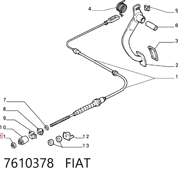 Трос сцепления 7610378 Fiat/Alfa/Lancia