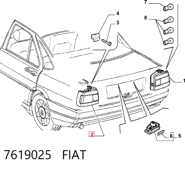 Фонарь задний левый 7619025 Fiat/Alfa/Lancia