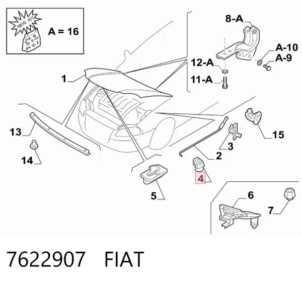 Фиксатор упора капота 7622907 Fiat/Alfa/Lancia