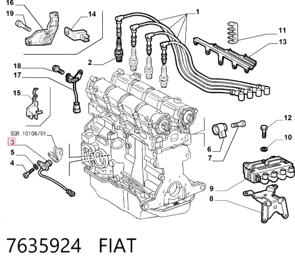 Датчик коленвала 7635924 Fiat/Alfa/Lancia