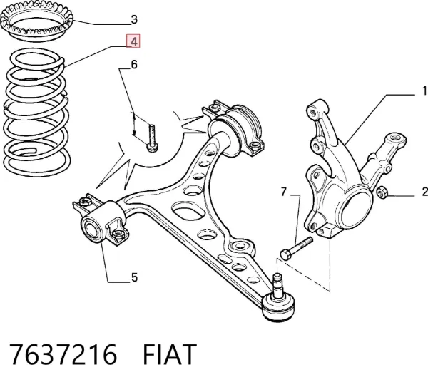 Передняя пружина 7637216 Fiat/Alfa/Lancia