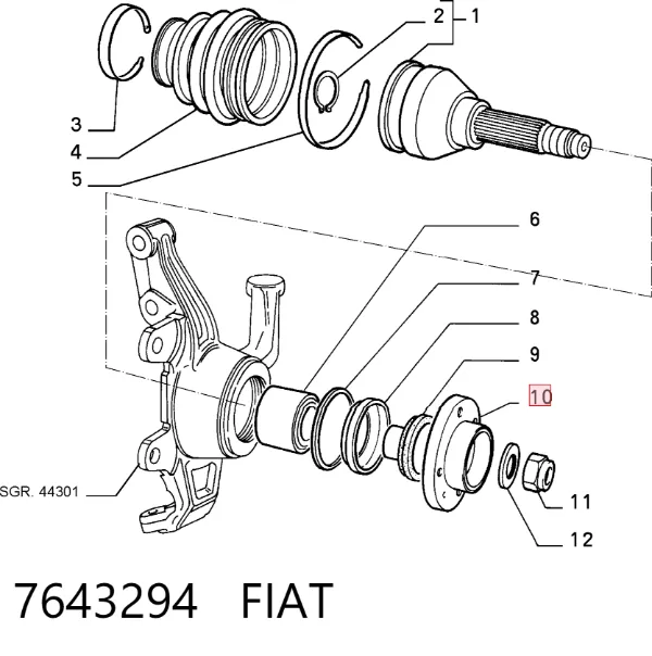 Передняя ступица 7643294 Fiat/Alfa/Lancia