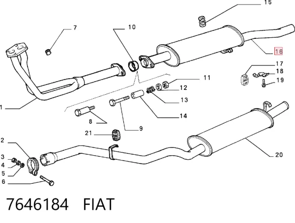 Центральная часть глушителя 7646184 Fiat/Alfa/Lancia