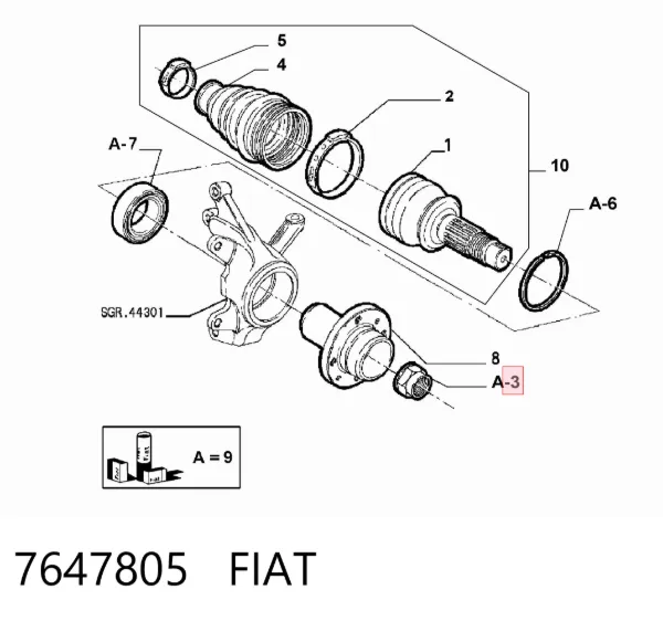 Колесный болт 7647805 Fiat/Alfa/Lancia